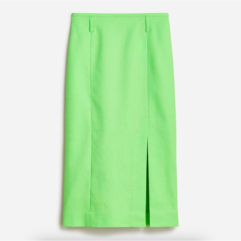 J. Crew stretch linen-blend midi pencil skirt lime green size 10